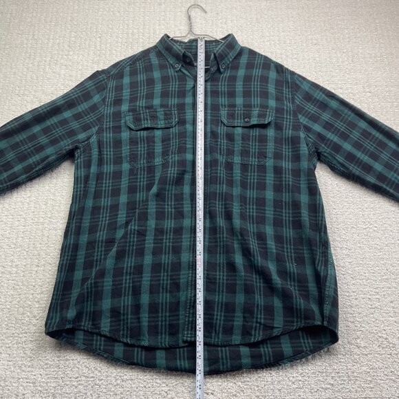 Faded Glory Green / Blue Plaid Flannel Long Sleeve Button Up Mens L Outdoor - Picture 9 of 14
